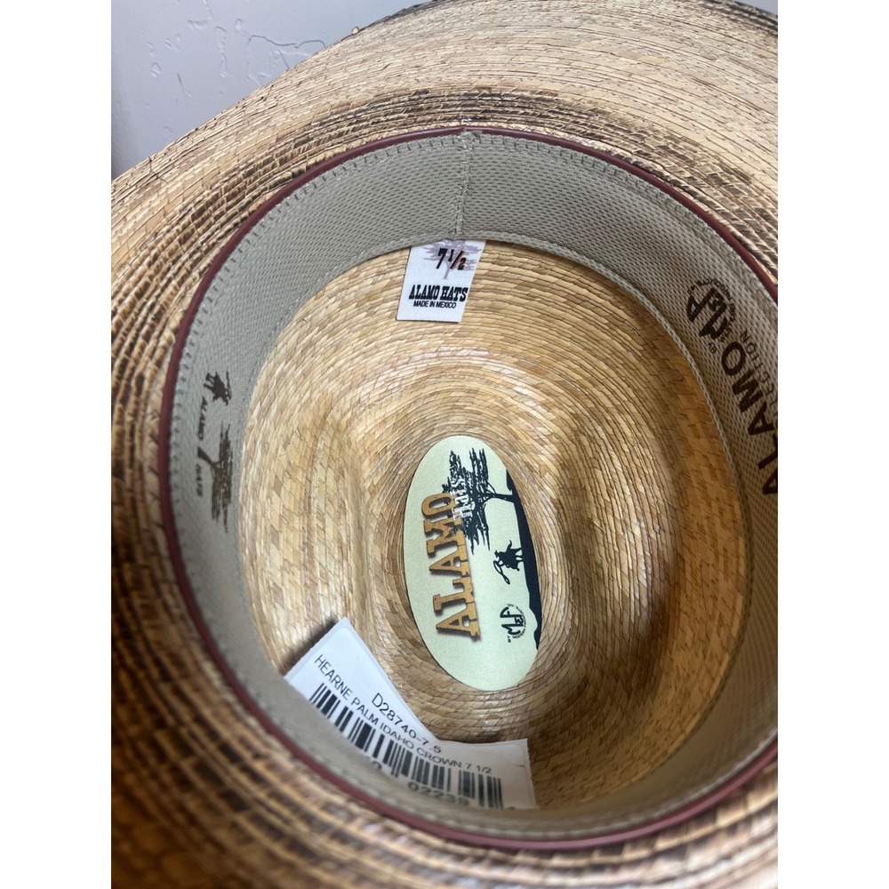 Alamo Hats Hearne Palm Idaho Crown Tan Straw Cowboy Hat 7 1/2 D28740-7.5 - Picture 4 of 6
